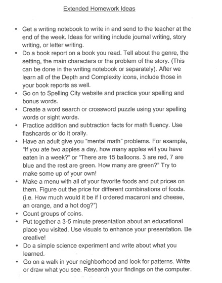 Homework extension activities image